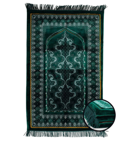 Arabesque Memory Foam Prayer Rug – Green