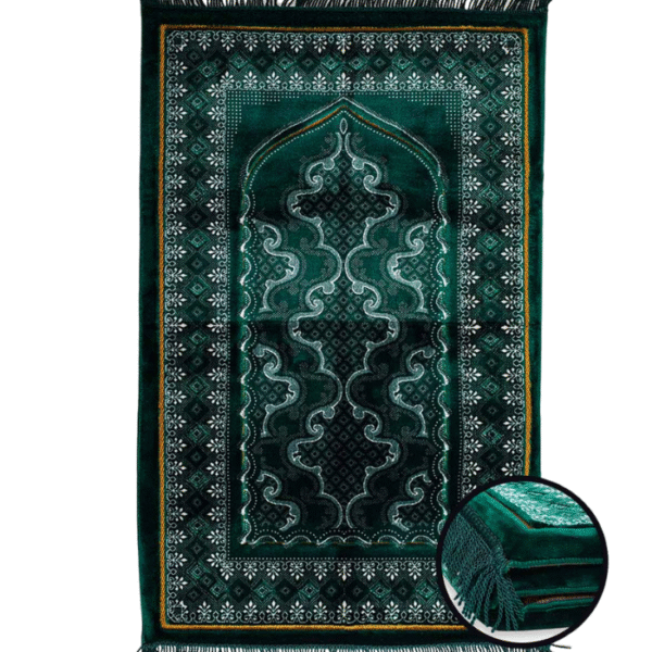 Arabesque Memory Foam Prayer Rug – Green