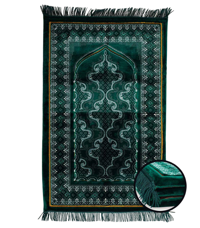 Arabesque Memory Foam Prayer Rug – Green
